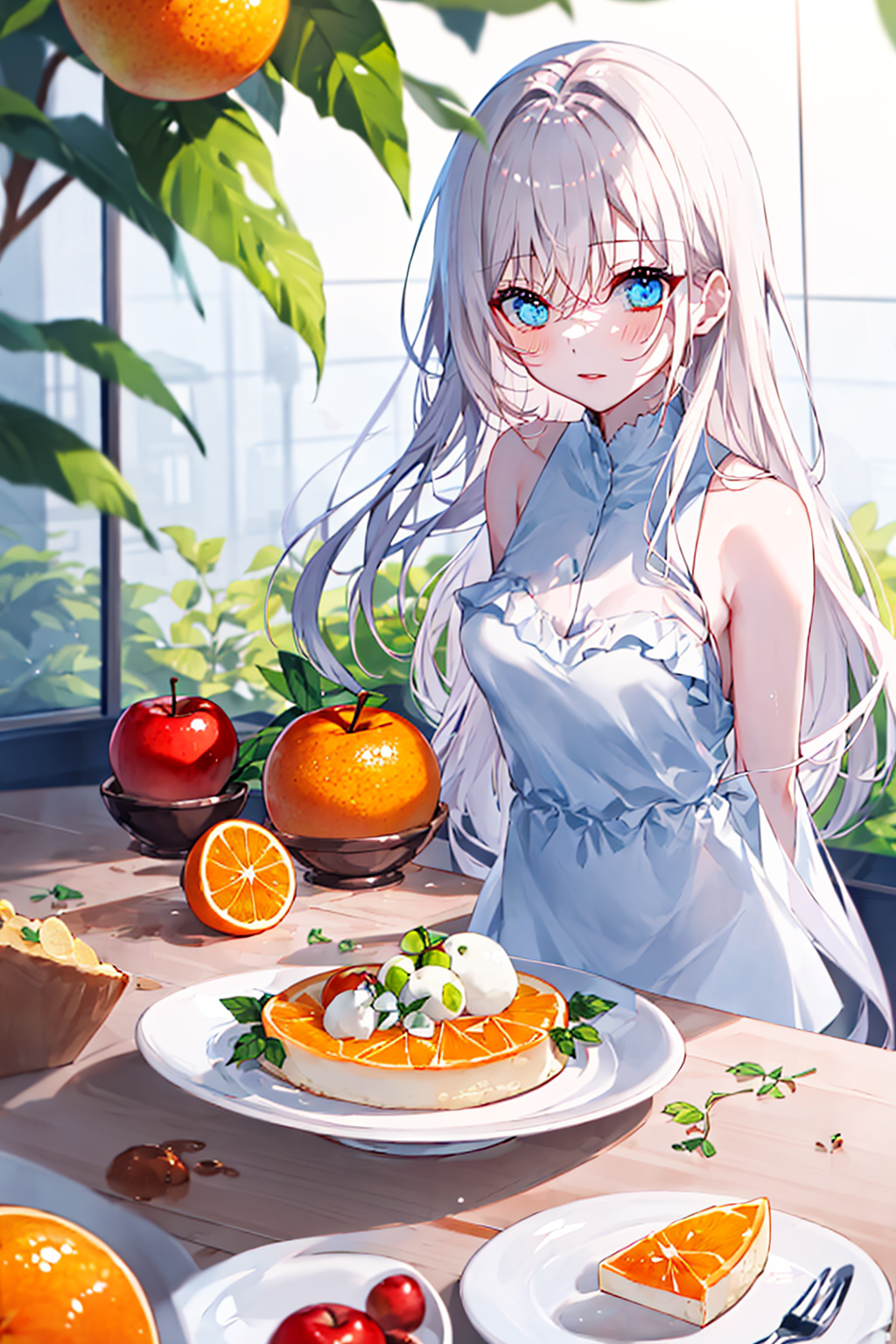 03649-1360136113-blurry, blurry_foreground, depth_of_field, food, fruit, 1girl, mandarin_orange, orange__(fruit_), leaf, blurry_background, long_.png